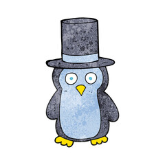 textured cartoon penguin wearing hat