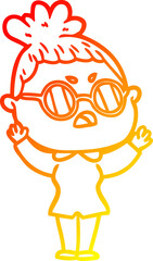 warm gradient line drawing cartoon annoyed woman