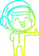 cold gradient line drawing happy cartoon astronaut