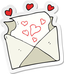sticker of a cartoon love letter