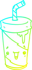 cold gradient line drawing cute cartoon soda