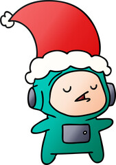 christmas gradient cartoon of kawaii astronaut