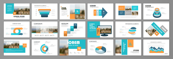 Modern presentation slide templates. Infographic elements template  set for web, print, annual report brochure, business flyer leaflet marketing and advertising template. Vector Illustration