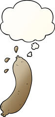 cartoon sausage and thought bubble in smooth gradient style