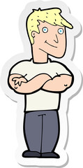 sticker of a cartoon muscular man