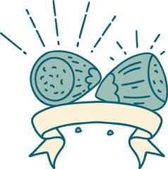 banner with tattoo style hazelnuts