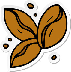 sticker cartoon doodle of three coffee beans