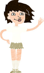 cartoon woman waving
