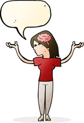 cartoon intelligent woman with speech bubble
