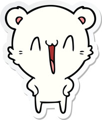 sticker of a happy polar bear cartoon