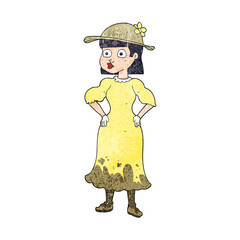 textured cartoon woman in muddy dress