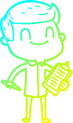 cold gradient line drawing cartoon friendly man