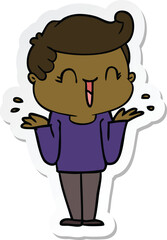 sticker of a cartoon laughing boy