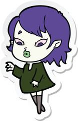 sticker of a cute cartoon vampire girl
