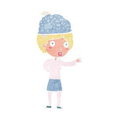 cartoon woman wearing winter hat