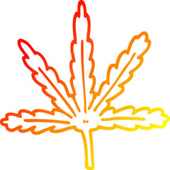 warm gradient line drawing cartoon marijuana leaf
