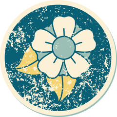 distressed sticker tattoo style icon of a flower