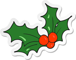 sticker of a cartoon christmas holly