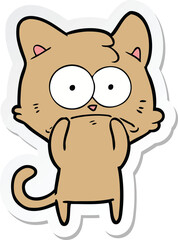 sticker of a cartoon nervous cat