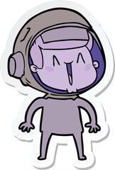 sticker of a happy cartoon astronaut