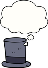 cartoon top hat and thought bubble