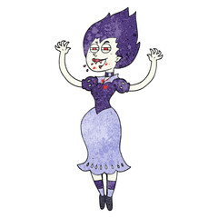textured cartoon vampire girl with bloody mouth