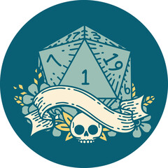 natural one d20 dice roll illustration