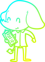 cold gradient line drawing cute cartoon elephant