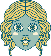 tattoo style icon of female face