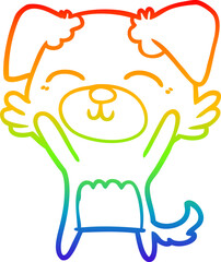 rainbow gradient line drawing cartoon dog