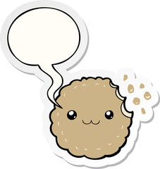 cartoon biscuit and speech bubble sticker