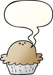 cartoon pie and speech bubble in smooth gradient style