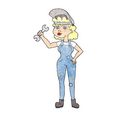 textured cartoon woman with spanner
