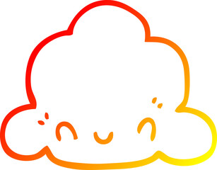warm gradient line drawing cartoon cloud