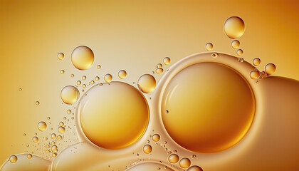 yellow and orange bubbles, generative ai illustration with copy space