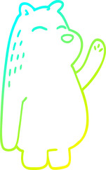 cold gradient line drawing cartoon polar bear waving