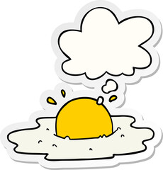 cartoon fried egg and thought bubble as a printed sticker