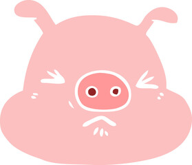 flat color style cartoon angry pig face
