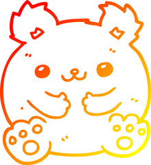 warm gradient line drawing cartoon bear