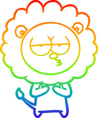 rainbow gradient line drawing cartoon tired lion
