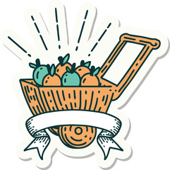 sticker of tattoo style wagon of apples