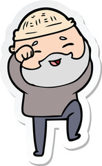 Obraz premium sticker of a cartoon happy bearded man