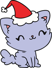 christmas cartoon of kawaii cat