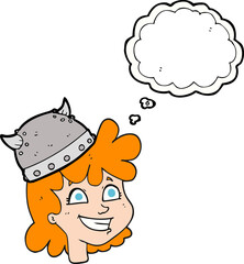 thought bubble cartoon female viking face