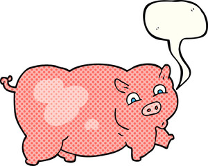 comic book speech bubble cartoon pig