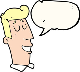 speech bubble cartoon grinning man