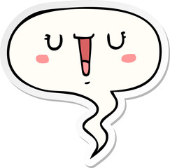 happy cartoon face and speech bubble sticker
