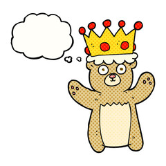 thought bubble cartoon teddy bear wearing crown