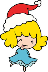 christmas cartoon of kawaii girl