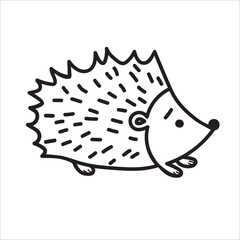 Hand drawn hedgehog doodle style vector illustration isolated on white
